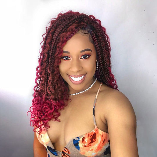 14inch Goddess Box Braids Crochet Hair Crochet Box Braids Curly Ends 3X Bohemian Crochet Box Braids Hair Synthetic Crochet Hair Extensions (14inch(Pack of 8), TBUG)