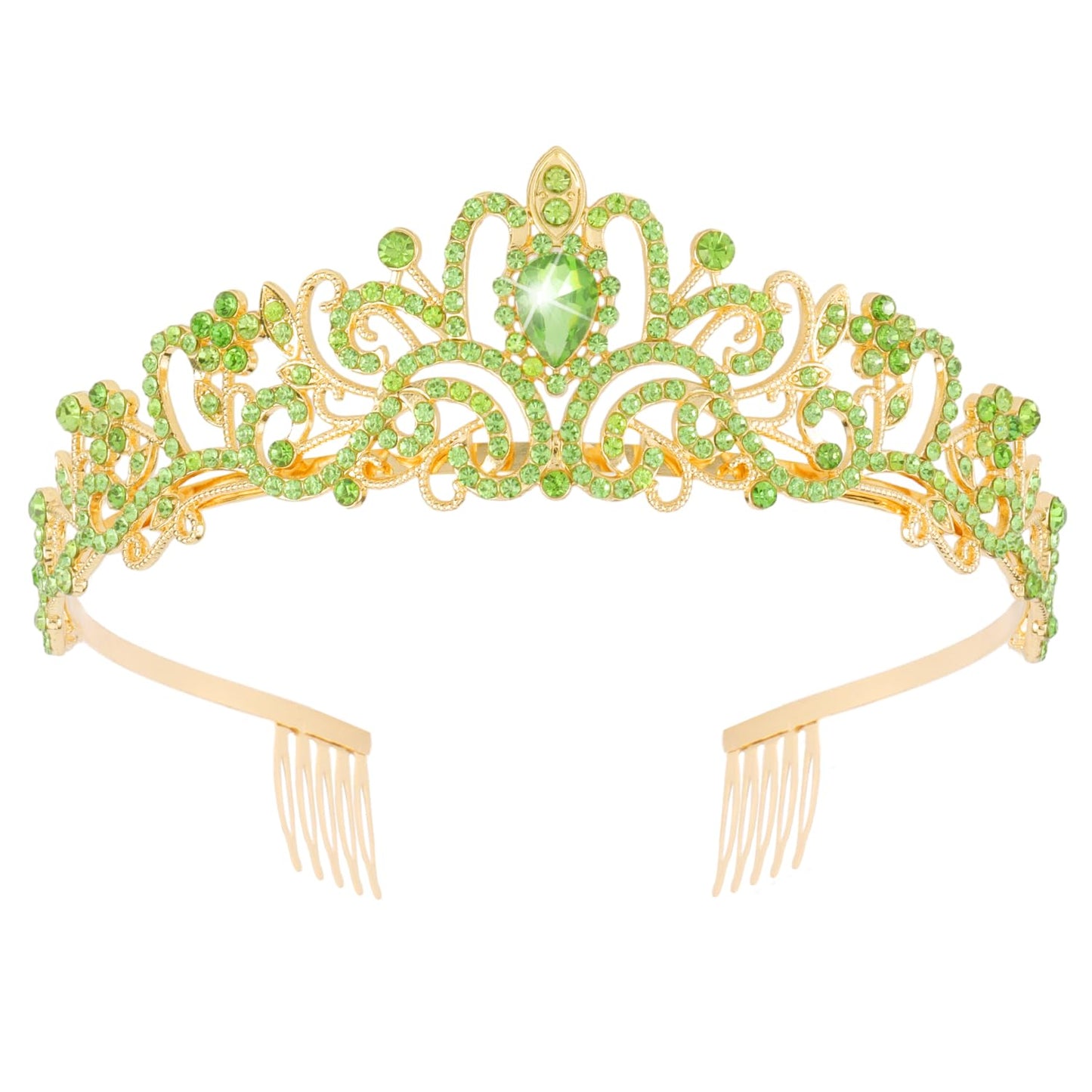 Didder Gold Green Rhinestone Princess Tiaras and Crowns for Women and Girls Birthday Tiara Crown Halloween Costume Party Wedding Prom Headpiece