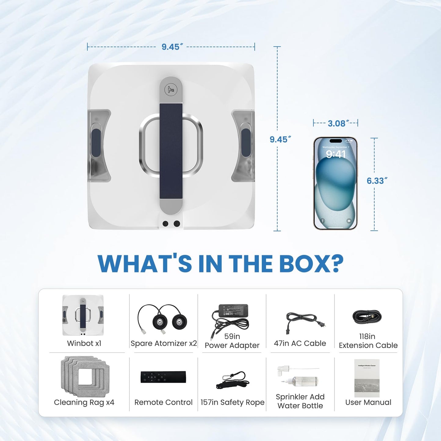 EEland Auto Window Cleaning Robot, Window Cleaner Robot with Dual Water Spray & 3500Pa Suction Power, Intelligent Path Planning, Perfect for High-Rise Windows and Glass Doors