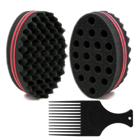 Bewave Big Holes Barber Hair Brush Sponge Dreads Locking Twist Afro Curl Coil Wave Hair Care Tool, 1 Pc