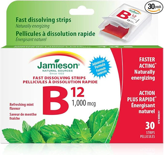 Jamieson Vitamin B12 1,000 mcg Fast Dissolving Strips, 30 Strips