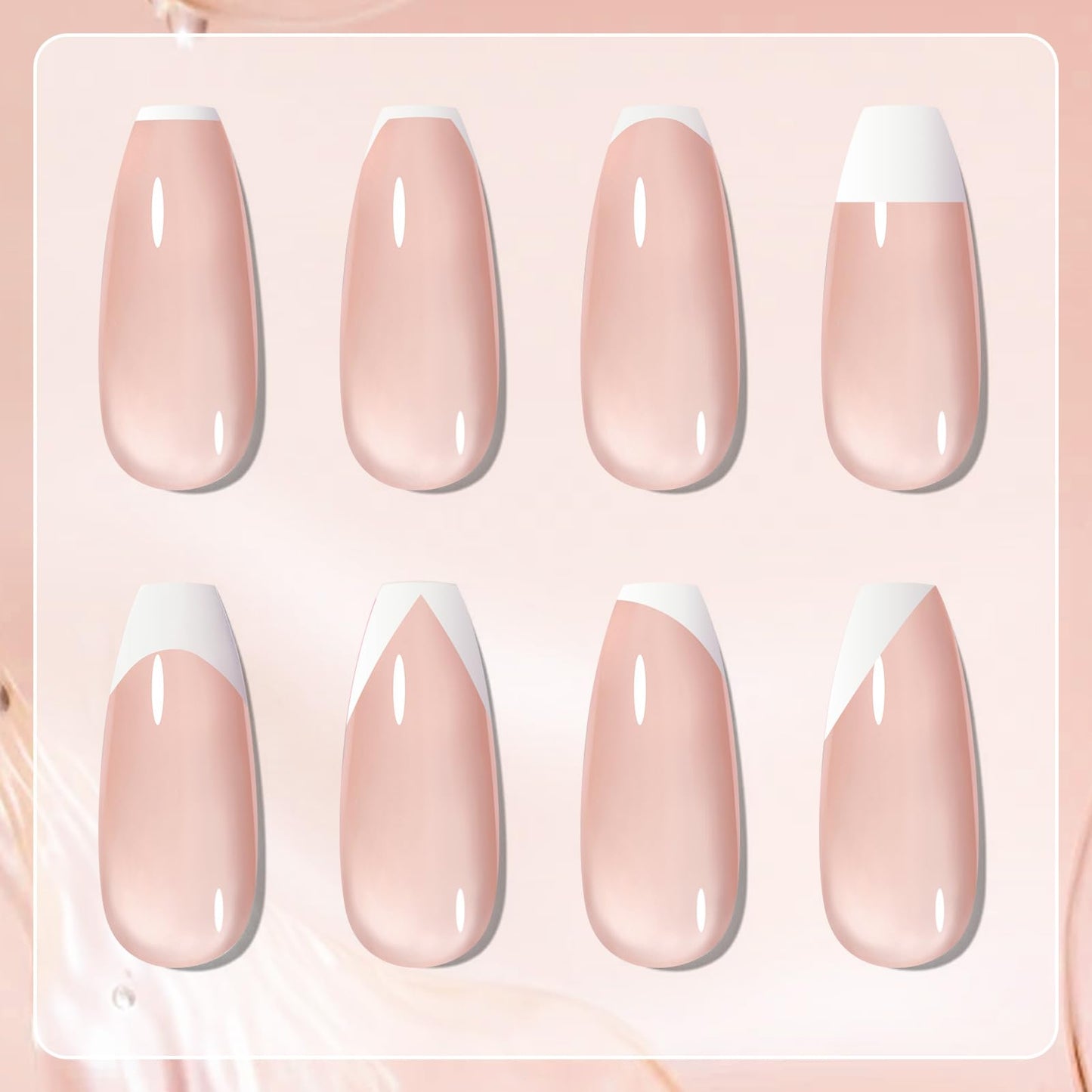 Born Pretty French Manicure Kit,Nail Stamper and 2Pcs Gel Nail Polish,Include Jelly Nude White Colors for French Tip DIY Salon