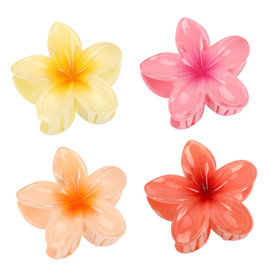 4PCS 3D Effect Flower Hair Clips Set【NO Damage】【Strong Grip】【Non-Slip】Hair Clips For Thin Hair/Thick Hair，Flower Claw Clips For Women，Multicolor B