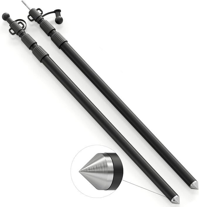 WILDROAD Tarp Poles Tent Poles Canopy Poles 7.7 ft, Telescoping Aluminum Poles with Non-Slip Aluminum Cone Bottom, Portable and Lightweight Camping Gear for Camping and Awnings, Set of 2