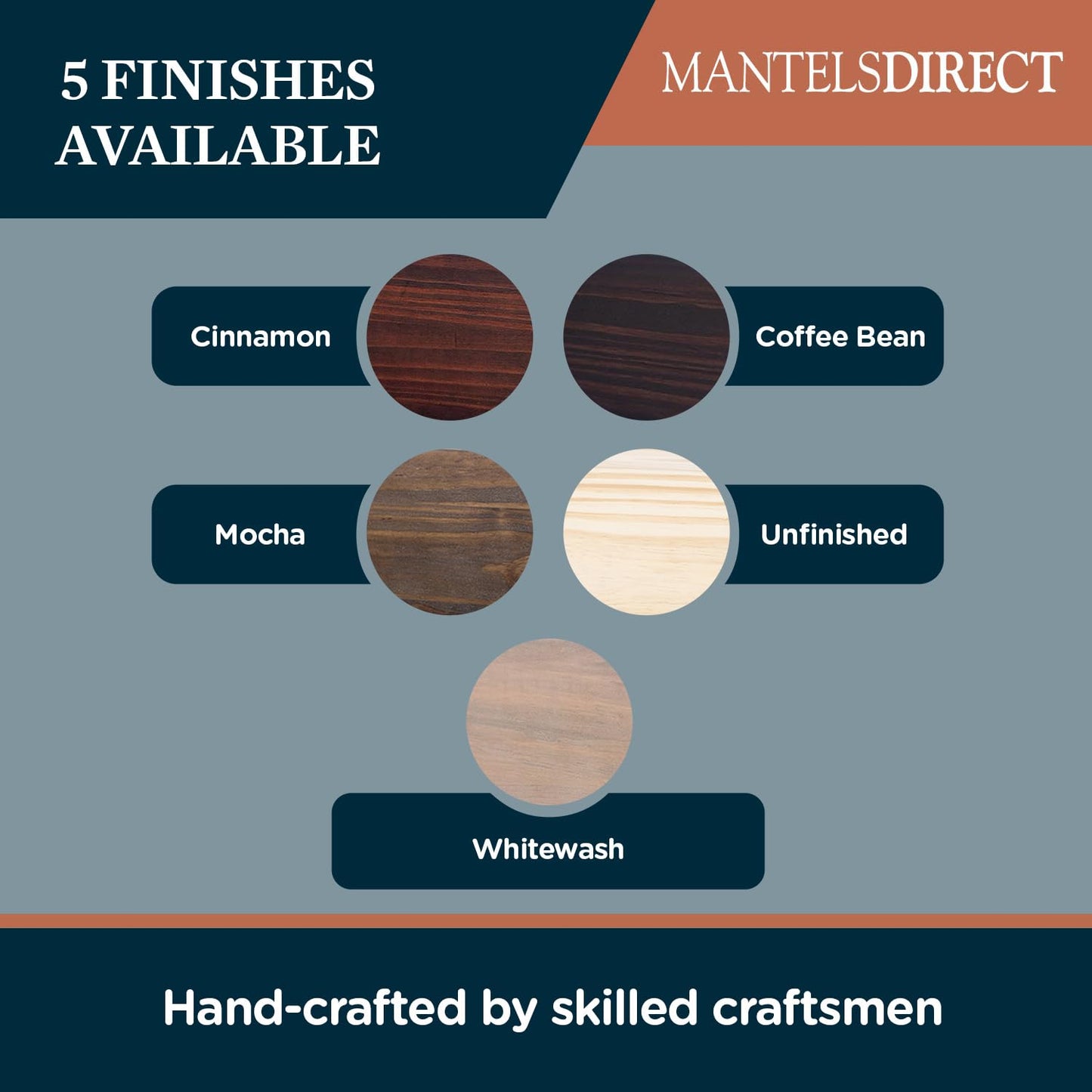 MANTELSDIRECT 48 Inch Floating Fireplace Mantel Wood Shelf in White Wash - Austin from Mantels Direct | Wooden Rustic Wall Shelf Perfect for Décor and Electric Fireplaces