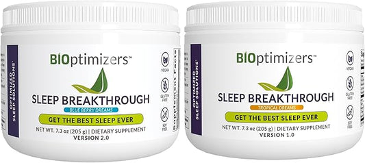 BiOptimizers Sleep Breakthrough - Tropical Dreams & Blueberry Dreams Flavor Bundle - 405g