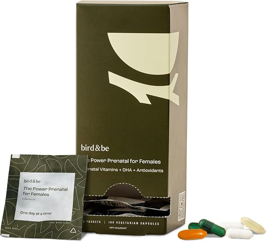 bird&be The Power Prenatal for Females - Fertility Support with Algae Oil DHA (Omega-3), CoQ10 and N-Acetyl Cysteine - 30-Day Supply (HSA/FSA Eligible)