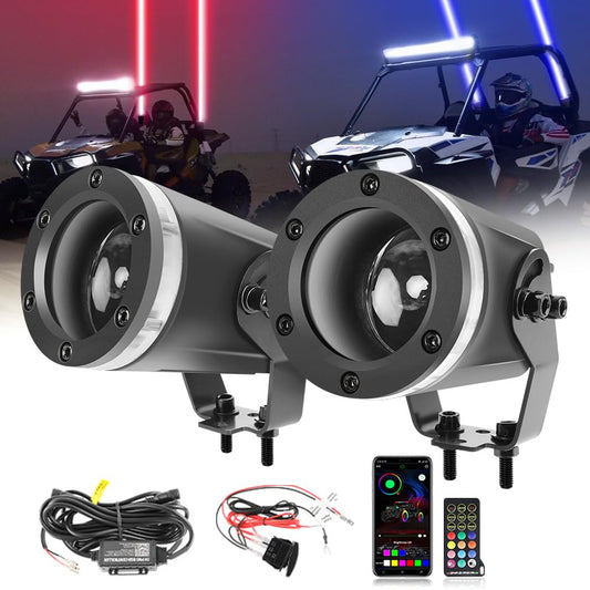 Jumpdy RGB Whip Lights for Side by Side 2 PCS Whipless Whip Light LED Spot Beam Pod Lights LED Pods for Offroad ATV Can am 1000XP UTV Golf Cart Truck 4x4 Boat Polaris RZR SXS