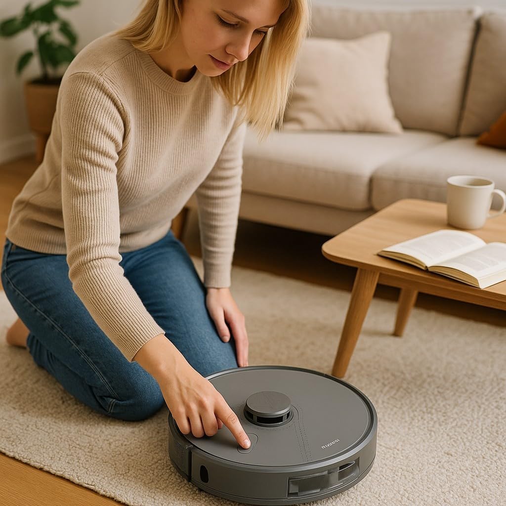 HorizonMart Self-Emptying Robot Vacuum Cleaner, 3.5L Base Station, 60-Day Hands-Free, HEPA Filter, Smart Navigation, Black