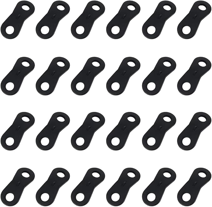 lasenersm 24 Pieces Cord Adjuster Tent Tensioners Guyline Cord Adjuster Rope Adjuster Aluminum Alloy Wind Rope Buckle 2 Hole Rope Guyline Adjuster for Tent Camping Hiking, Black