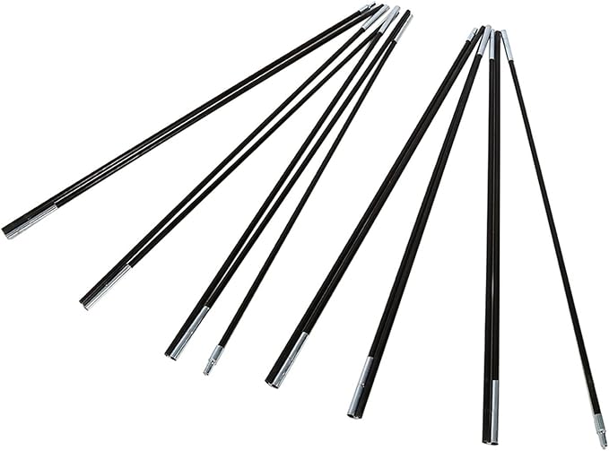 Cocoarm Replacement Tent Poles, Black Preassembled Tent Pole Outdoor Camping Fiber Glass Rod Double Tent Pole Support Frames Kit