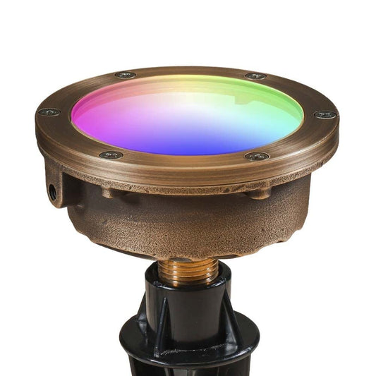 VOLT 12V Waterproof IP68 Color Changing RGBW LED Cold Forged Brass in-Grade Light (Bronze) with Remote Control for Low Voltage Landscape Lighting