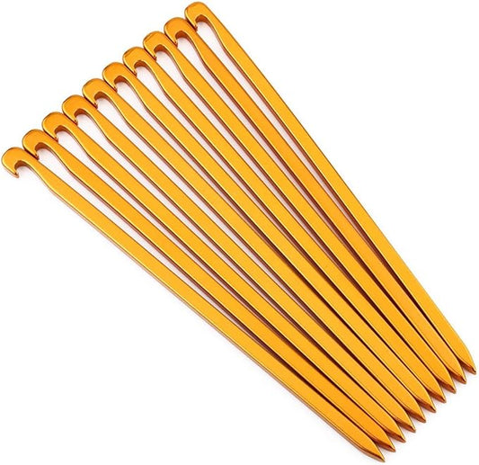 Zerone Tent Stake,10pcs 16cm/6.29in Outdoor Heavy Duty Galvanized Non-Rust Tent Pegs, Aluminum Camp Awning Canopy Accessories Tent Rock Stakes Pegs Nails for Camping
