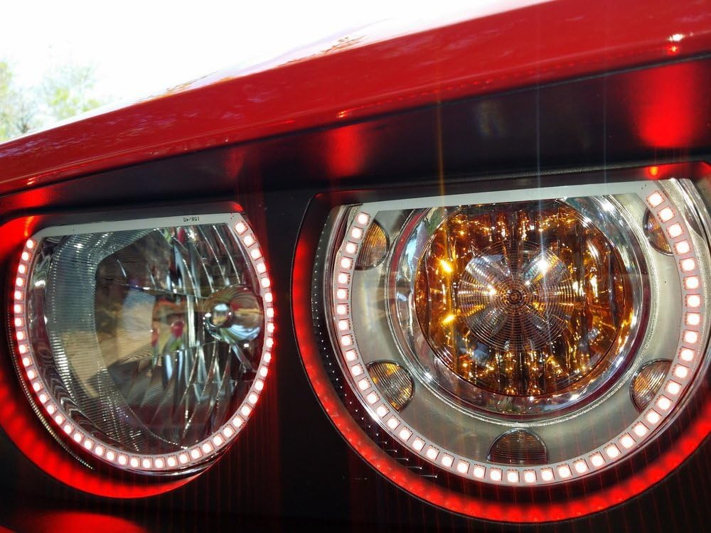 iJDMTOY 180-LED RGB Multi-Color LED Angel Eyes Halo Rings Compatible With 2008-2014 Dodge Challenger w/Wireless Remote Control
