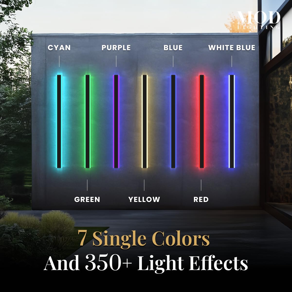 𝗠𝗢𝗗 𝗟𝗜𝗚𝗛𝗧𝗜𝗡𝗚 Haylen RGB | Long Outdoor Wall Lights, 7 Colors and 358 Light Effects, Dimmable with Remote Modern Linear Exterior Light Fixture, Waterproof Wall Sconce 70W, 1-Pack (RGB | 94")
