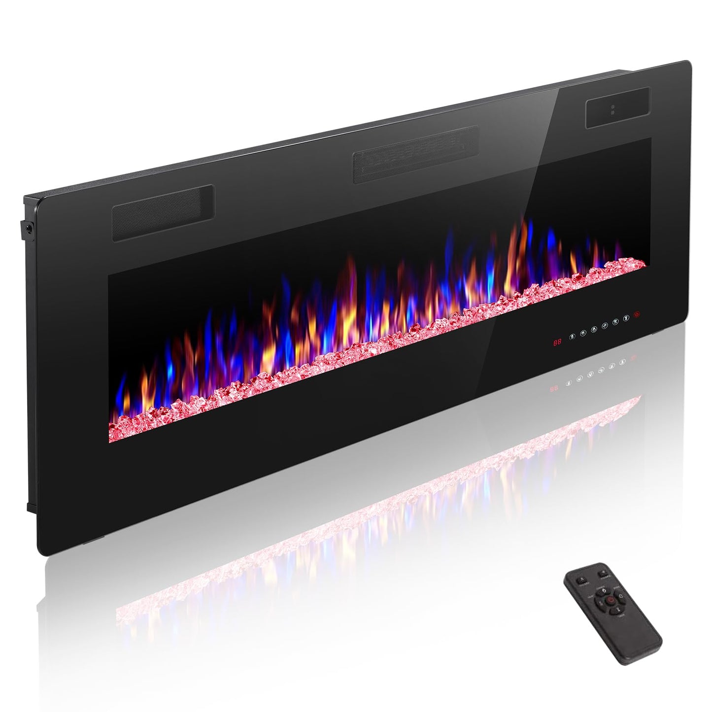 ZAFRO Electric Fireplace 30'' with Remote Control, Recessed Wall Mounted Electric Fireplace with Adjustable 12-Color Flame Brightness & Speed