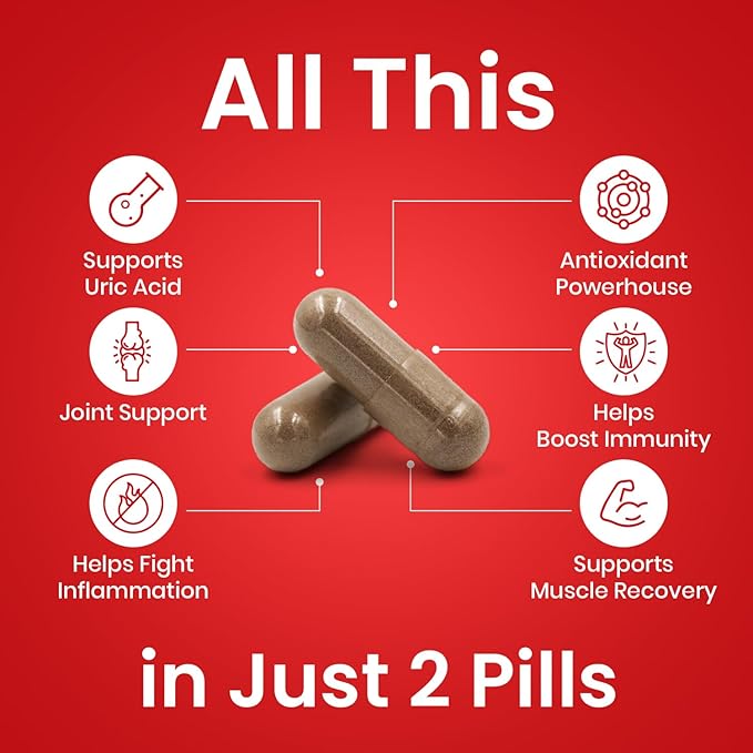 3 in 1 Tart Cherry Extract Capsules with Turmeric & Celery Seed for Uric Acid Flush Cleanse, Joint & Feet Support Pills, 60 Veggie Capsules Manufactured in USA