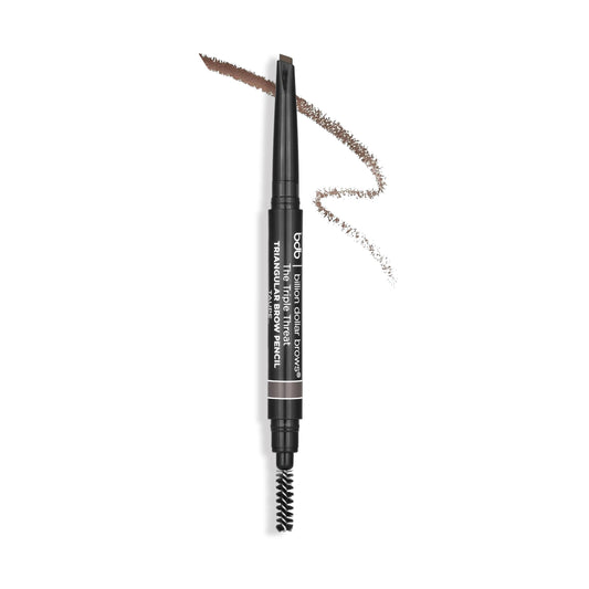 Billion Dollar Brows Universal Eyebrow Pencil - Dual-Ended With Triple Threat Triangular Tip & Spoolie, Waterproof, Natural Fini