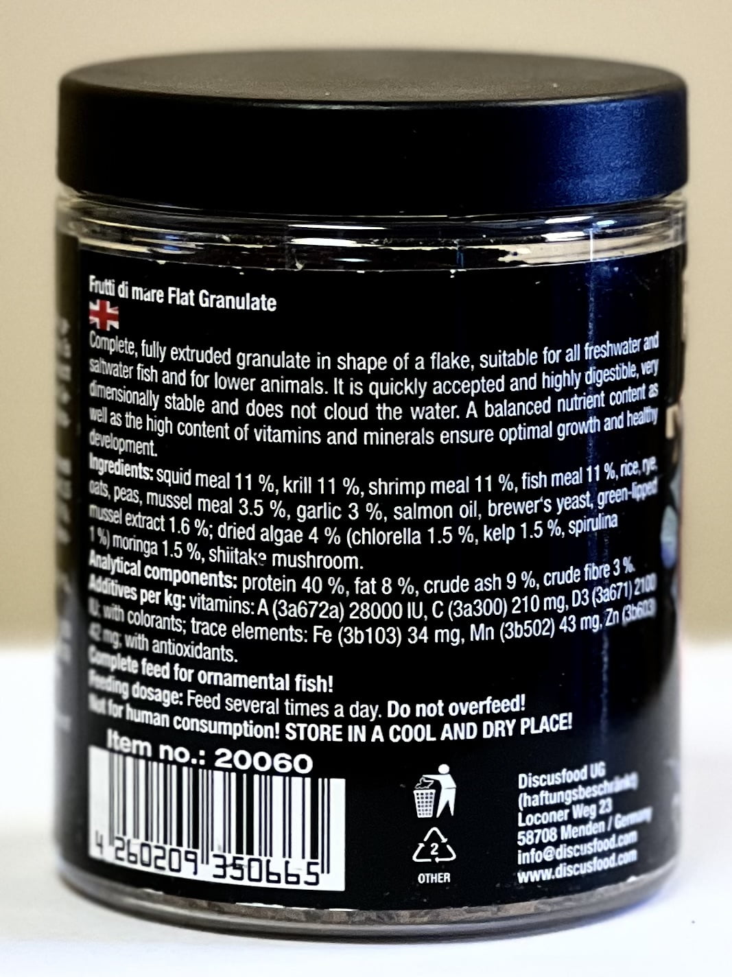 Discusfood Frutti Di Mare, Fish Food Flakes, 2.82 oz