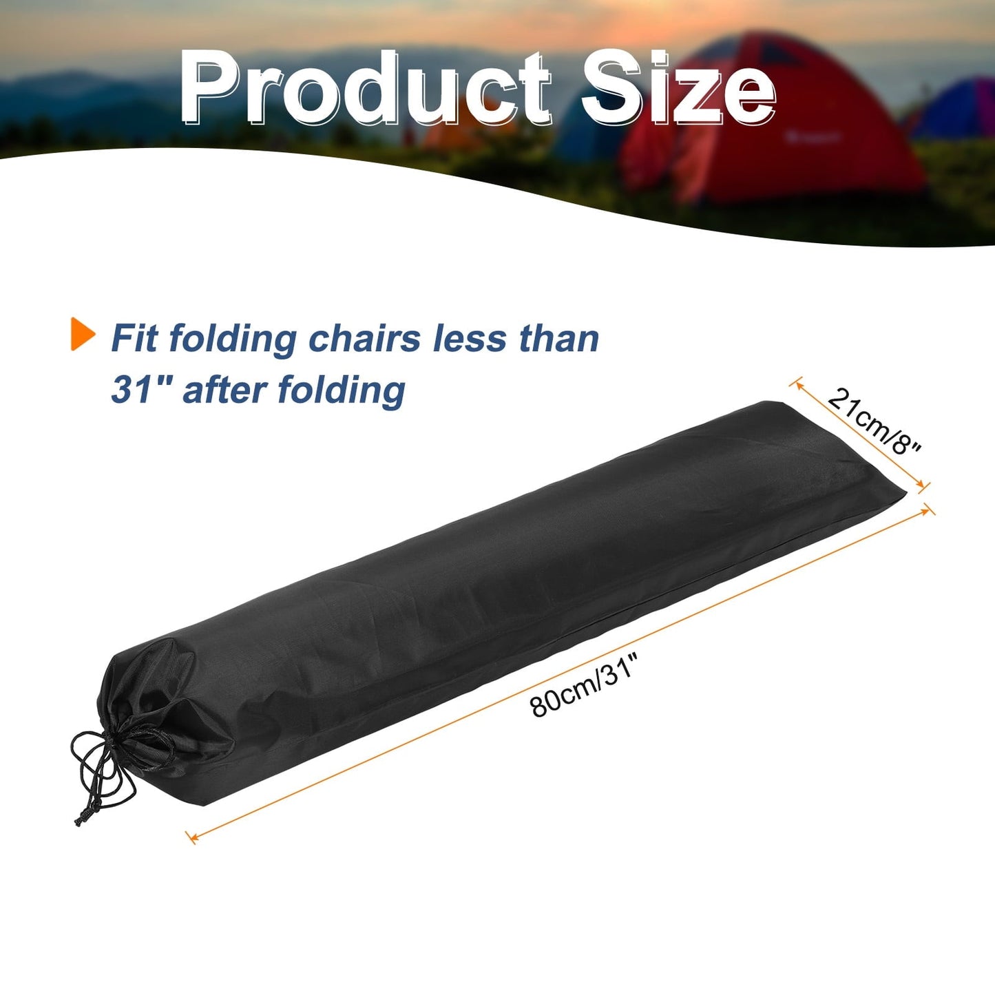2 pcs Camp Chair Replacement Bag 31" x 8" Nylon Carrying Bag Outdoors Folding Chair Cover Tripod Case Bag Black