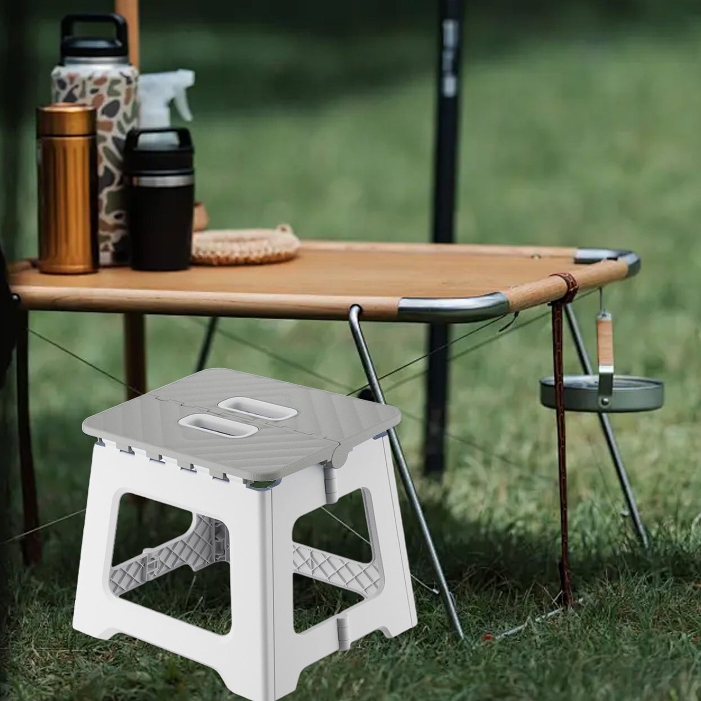 Japceit Portable Foldable Small Stool with Plastic Build, Lightweight Compact Chair for Easy Assembly, Low Stool Suitable for Outdoor, Camping, and Home Seating