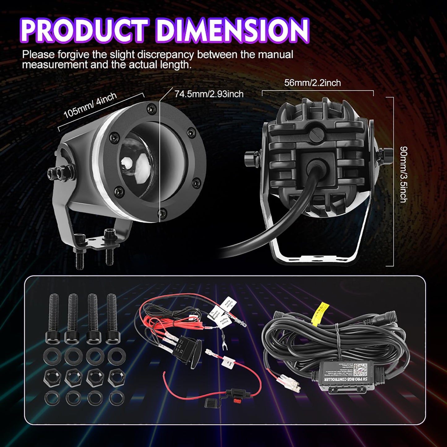 Jumpdy RGB Whip Lights for Side by Side 2 PCS Whipless Whip Light LED Spot Beam Pod Lights LED Pods for Offroad ATV Can am 1000XP UTV Golf Cart Truck 4x4 Boat Polaris RZR SXS