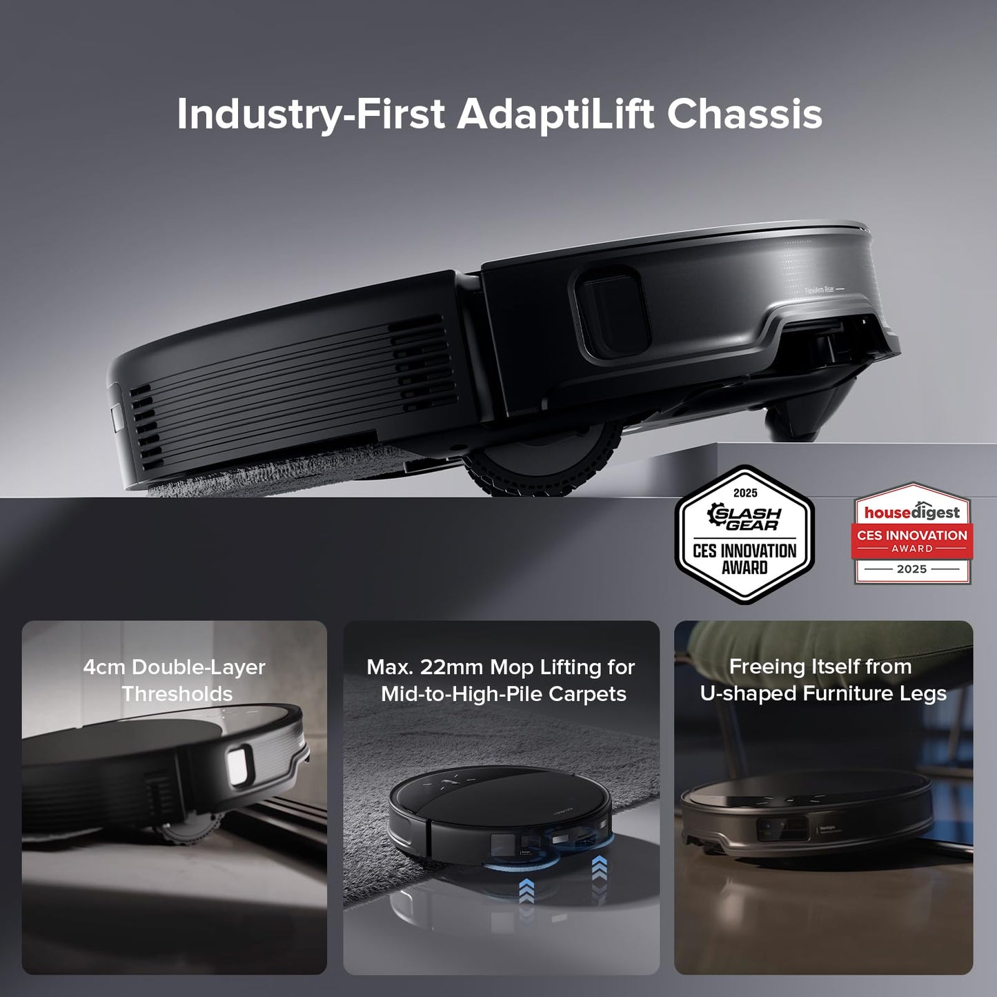 roborock Saros 10R Robot Vacuum and Mop, Powerful Suction, Zero-Tangling, 3.14’’ Ultra Slim, FlexiArm Riser Technology for Carpet & Floor, Corner & Edge Cleaning, Self-Emptying, Hot Air Drying, Black