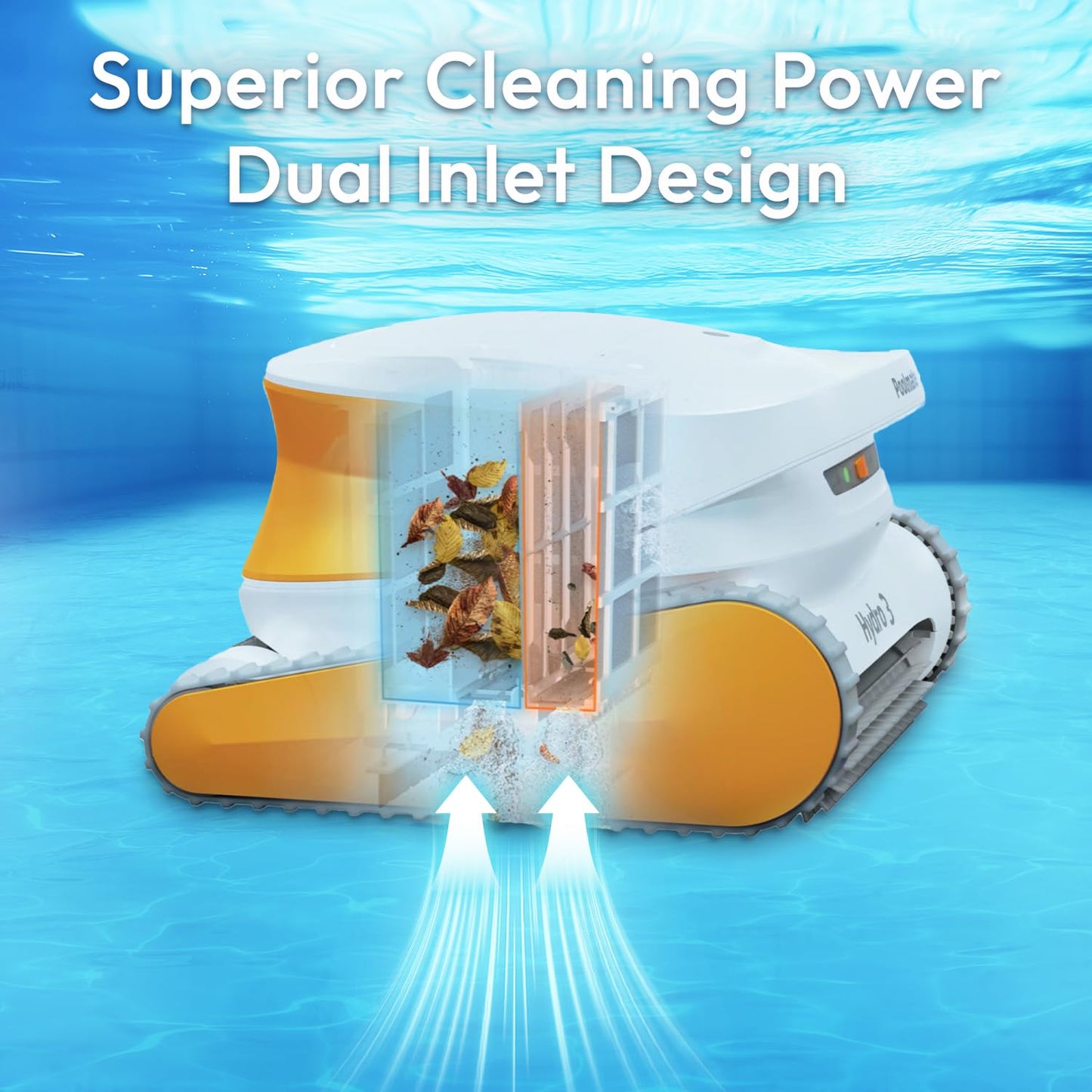 Cordless Robotic Pool Cleaner, Automatic Pool Vacuum for Inground and Above Ground Pools, Lasts 200 Mins, Floor/Wall/Waterline Cleaning, Dual Inlet, Waterline Technology, Self-Parking