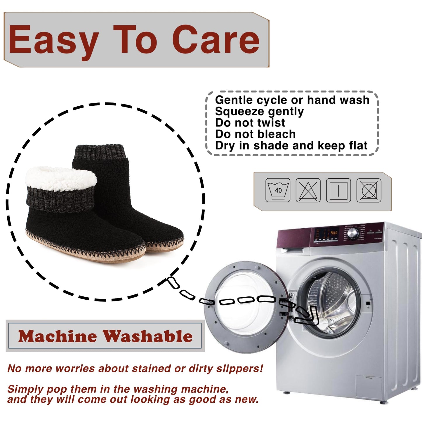 cosyone1997 Cozy Boot Slippers for Men Indoor, Fuzzy House Shoes with Non Slip Gripper Soles, Soft Warm Moccasin Socks, Winter Gifts for Christmas Unique, Black Adult Size 10-11