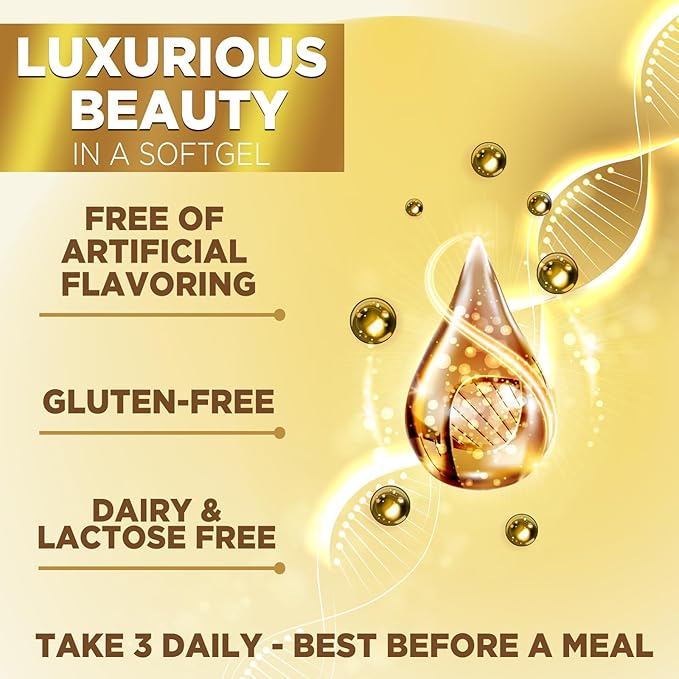 Hair Vitamins Women, Ultra Strength 5000mcg Biotin, Collagen, PABA & More - Womens Hair Growth, Skin, Nails & Keratin Support Supplement, Infused w/ Argan Oil & Hyaluronic Acid, Non-GMO - 60 Softgels