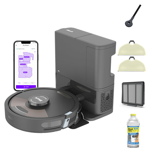 Shark Matrix Plus 2in1 Robot Vacuum & Mop with Sonic Mopping, Matrix Clean, Home Mapping, HEPA Bagless Self Empty Base, CleanEdge, for Pet Hair, WiFi, Black/Mocha, AV2630WA