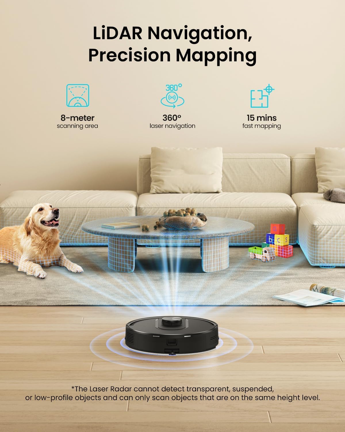 PSUK W11 Robot Vacuum and Mop with Self-Emptying, 60-Day Capacity，LiDAR Navigation, Home Mapping, 3000Pa Suction，No-Go Zones, Robotic Vacuum Cleaner for Pet Hair， Hard Floors, Carpets (Large)