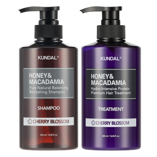 KUNDAL Natural Shampoo and Conditioner Set [Cherry Blossom] - Korean Hair Care, Long Lasting Fragrance, Moisturize, Nourish, Frizz Control, Argan & Macadamia Oil, Sulfate-Free 16.9fl oz (Pack of 2)
