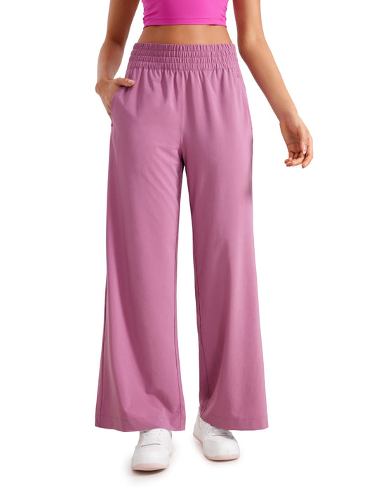 CRZ YOGA Lightweight Wide Leg Pants for Women 30" High Waisted Casual Lounge Travel Work Pants with Pockets Loose Fit Summer Velvet Dust X-Large
