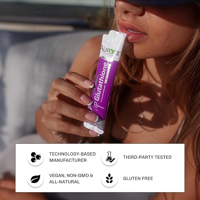 Aurora Nutrascience Mega-Liposomal Liquid Glutathione, Immune & Antioxidant Gut Health Support Supplement, 750 mg per Serving, Non-GMO, Sugar-Free, 32 Single Serve Packets