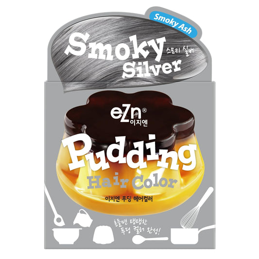 eZn Pudding Hair Dye, Ammonia-Free Semi-Permanent DIY Hair Color Kit with Keratin, Made in Korea, Odorless, Gentle for Sensitive Skin, No Skin Irritation (Smoky Silver, 1 Pack)