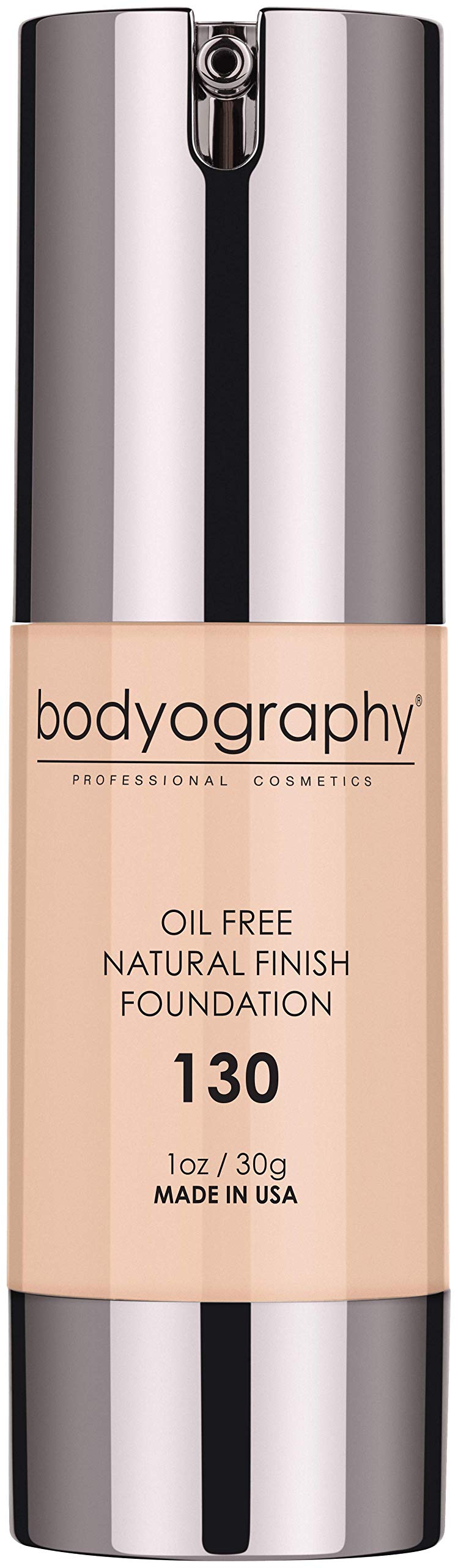 BODYOGRAPHY - NATURAL FINISH Foundation (Light #130): Oil-Free Anti-Aging Salon Natural Finish w/ Vitamin E, C, Antioxidants | V