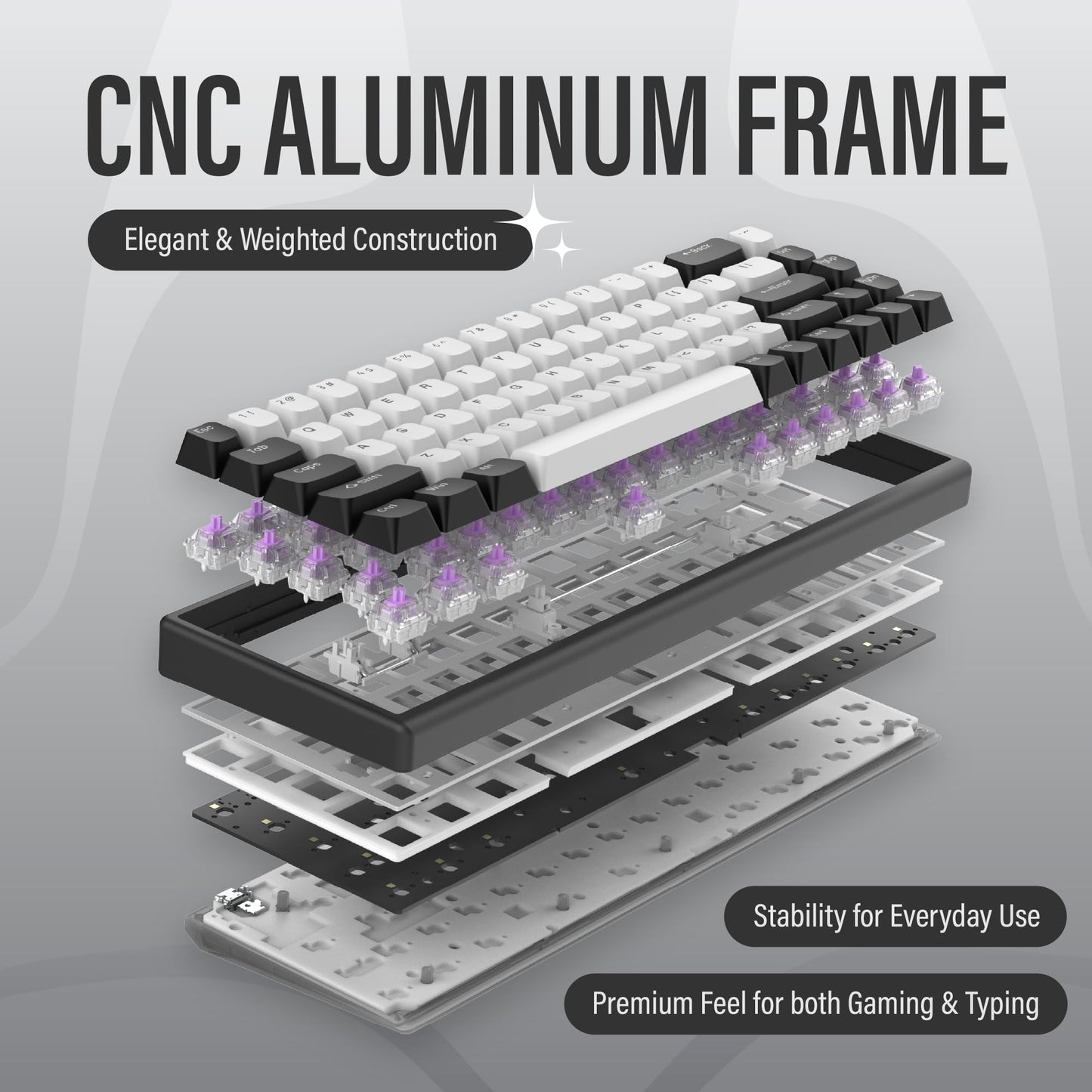 ARBITER Polar 65 -CNC Magnetic Gaming Keyboard w Rapid Trigger, Hall Effect Switches, CNC Aluminum Frame, Rapid Trigger, 65% Compact, Bright RGB, Dual-Shot PBT Keycaps - Black Panda