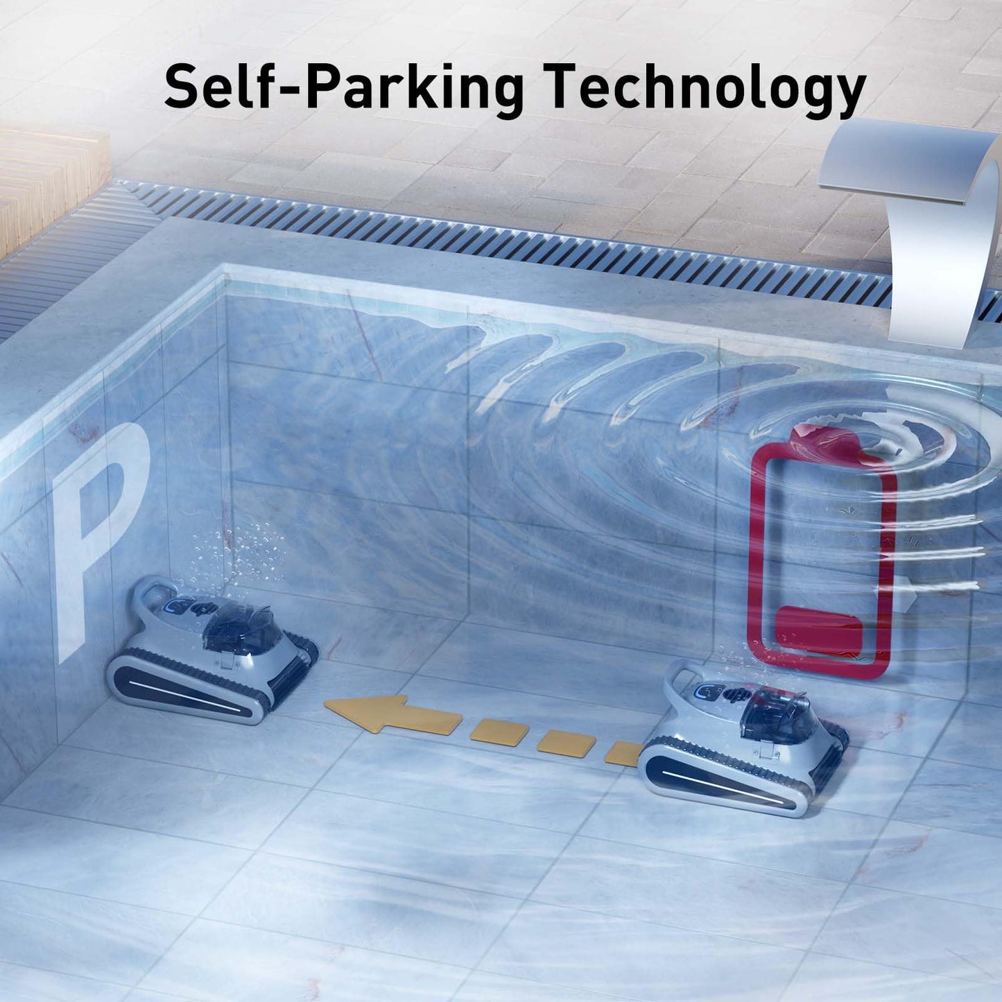 Pool Vacuum for Above Ground Pool Up to 2000 Sq.ft, Pool Vacuum for Inground Pools Lasts Up to 150 Mins, Dual Brushes for Superior Cleaning, Pool Cleaner for Wall, Floor and Auto Mode