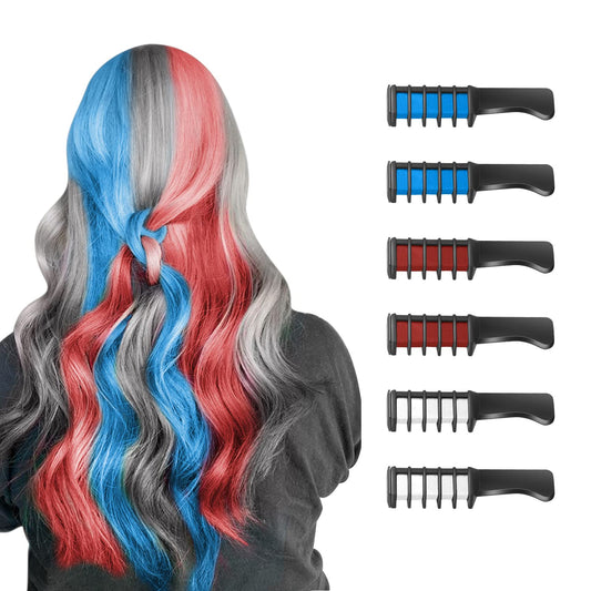 New Hair Chalk Comb Temporary Hair Color Dye for Girls Kids with Light Color Hair, Washable Hair Chalk for Girls Age 4 5 6 7 8 9 10 Birthday Cosplay DIY,Halloween,Christmas (Red,White,Blue)
