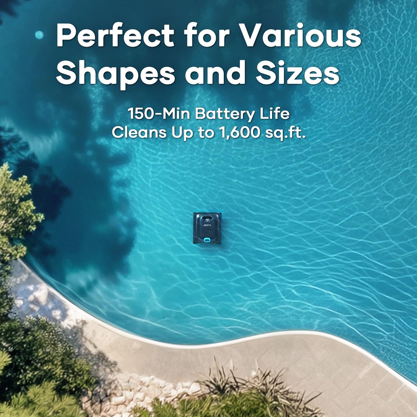 Aiper Scuba S1 Robotic Pool Cleaner, 150 Min Battery Life, WavePath 2.0 Smart Navigation, Over-The-Waterline Scrubbing, for Inground and Above Ground Pools up to 1600 sq.ft
