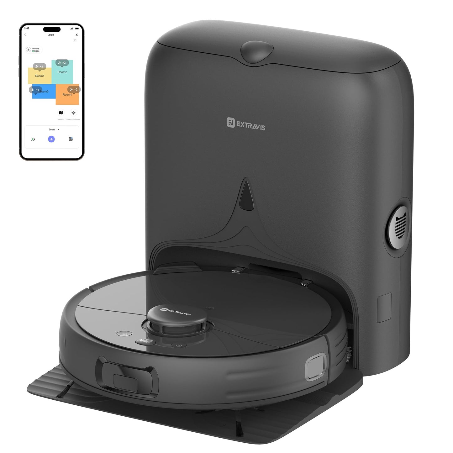 Robot Vacuum and Mop, V5 8500Pa Suction with Self-Emptying Dock, Pet Hair Tangle Cutter™, 75-Day Capacity, Cat Laser, Auto Lifting Mop, Robotic Vacuum Cleaner for Pet Hair, Hard Floors, Tile, Carpet