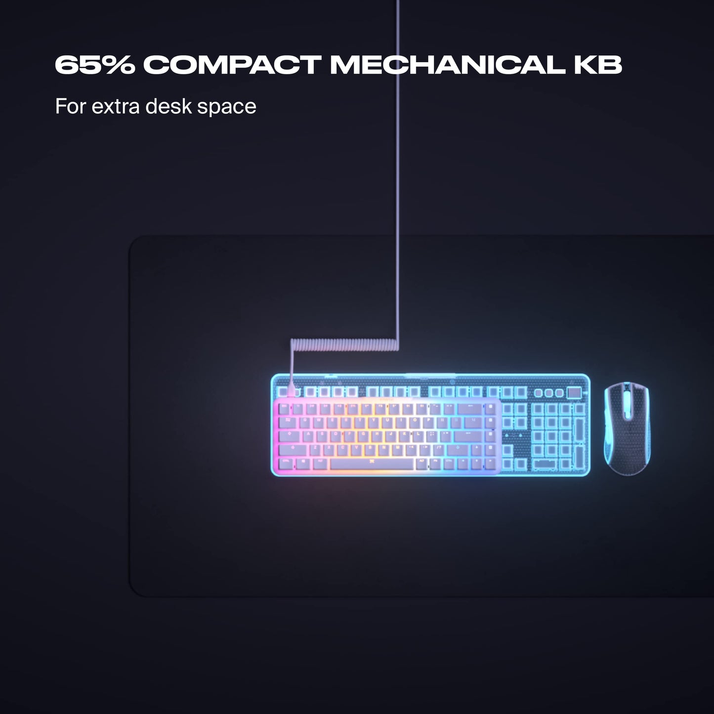 Fnatic STREAK65 LP | White | Compact RGB Gaming Mechanical Keyboard Speed Switches | PBT Doubleshot Keycaps | 65% Layout (60 65 Percent) Low Profile Esports Keyboard (US ANSI Layout, QWERTY)