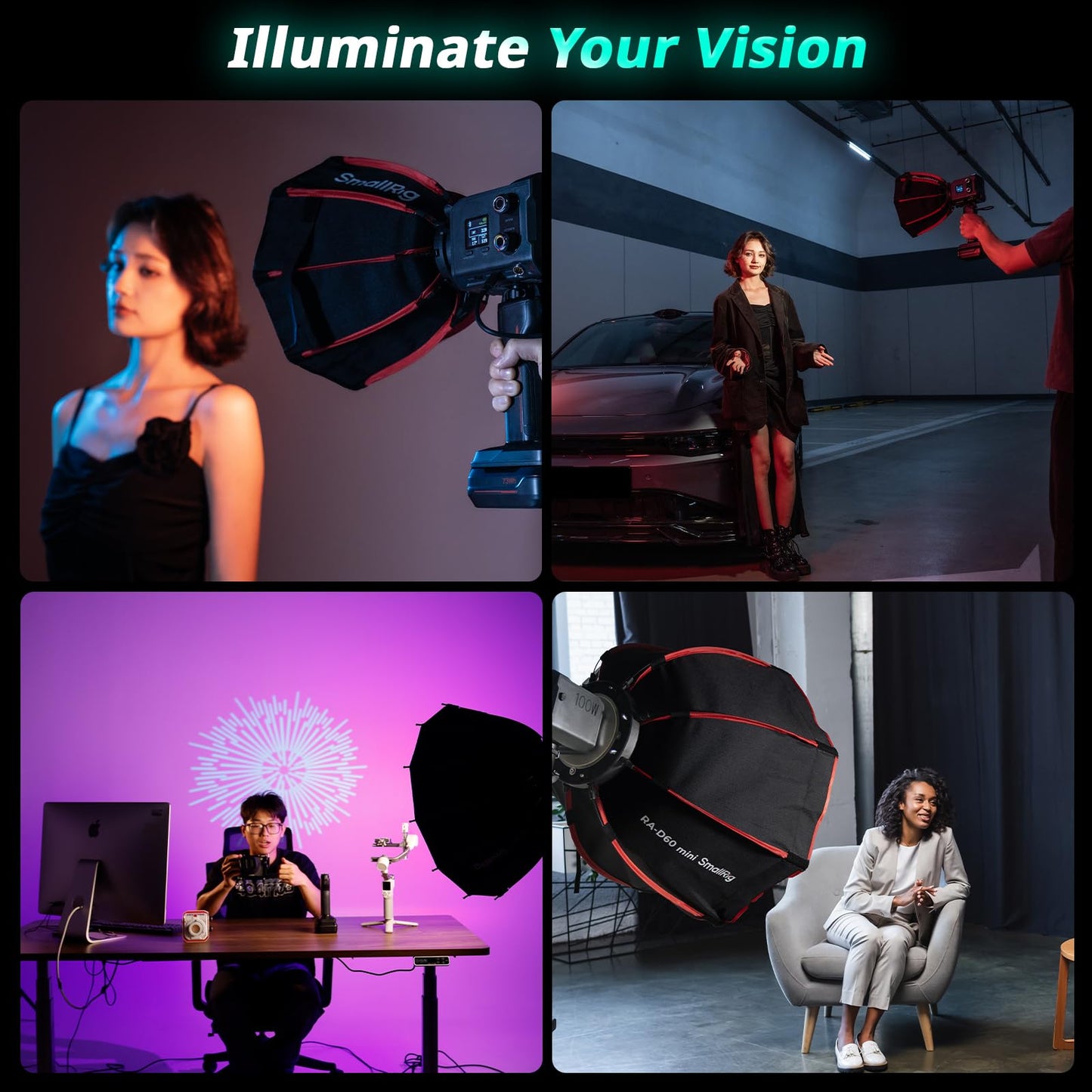 SmallRig RC 100C RGBWW LED Video Light, with App Control, 100W Mini COB Continuous Output Lighting, Handheld Spotlight 2700-10000K/CRI 96+/TLCI 98+/12 Effects, 11000Lux/1m, Lite Version Ink Blue, 5377