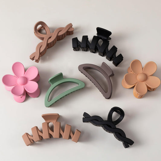 8PCS Hair Clips for Women, Flower Claw Clips for Thick Hair, Non-Slip Hair Accessories with Multi-Styles, Gradient Color Hair Claw Clips and Variety Pack, Ideal for Girls Women