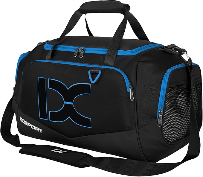 Sports Gym Bag，INOXTO Travel Duffel Bag with Dry Wet Pocket And Shoe CompartmentFor Women and Men，40L/55L Fitness Waterproof Weekender Bag For Swim Sports Travel Working Out (Black blue, 40L)