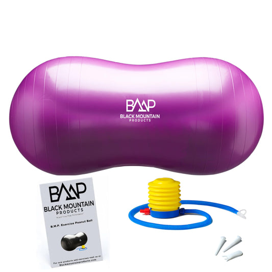 Black Mountain Products Purple Peanut Stability Yoga Ball with Foot Pump 1000Lb Static Weight Capacity