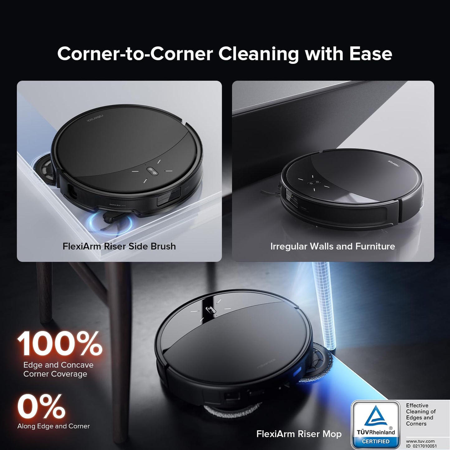 roborock Saros 10R Robot Vacuum and Mop, Powerful Suction, Zero-Tangling, 3.14’’ Ultra Slim, FlexiArm Riser Technology for Carpet & Floor, Corner & Edge Cleaning, Self-Emptying, Hot Air Drying, Black