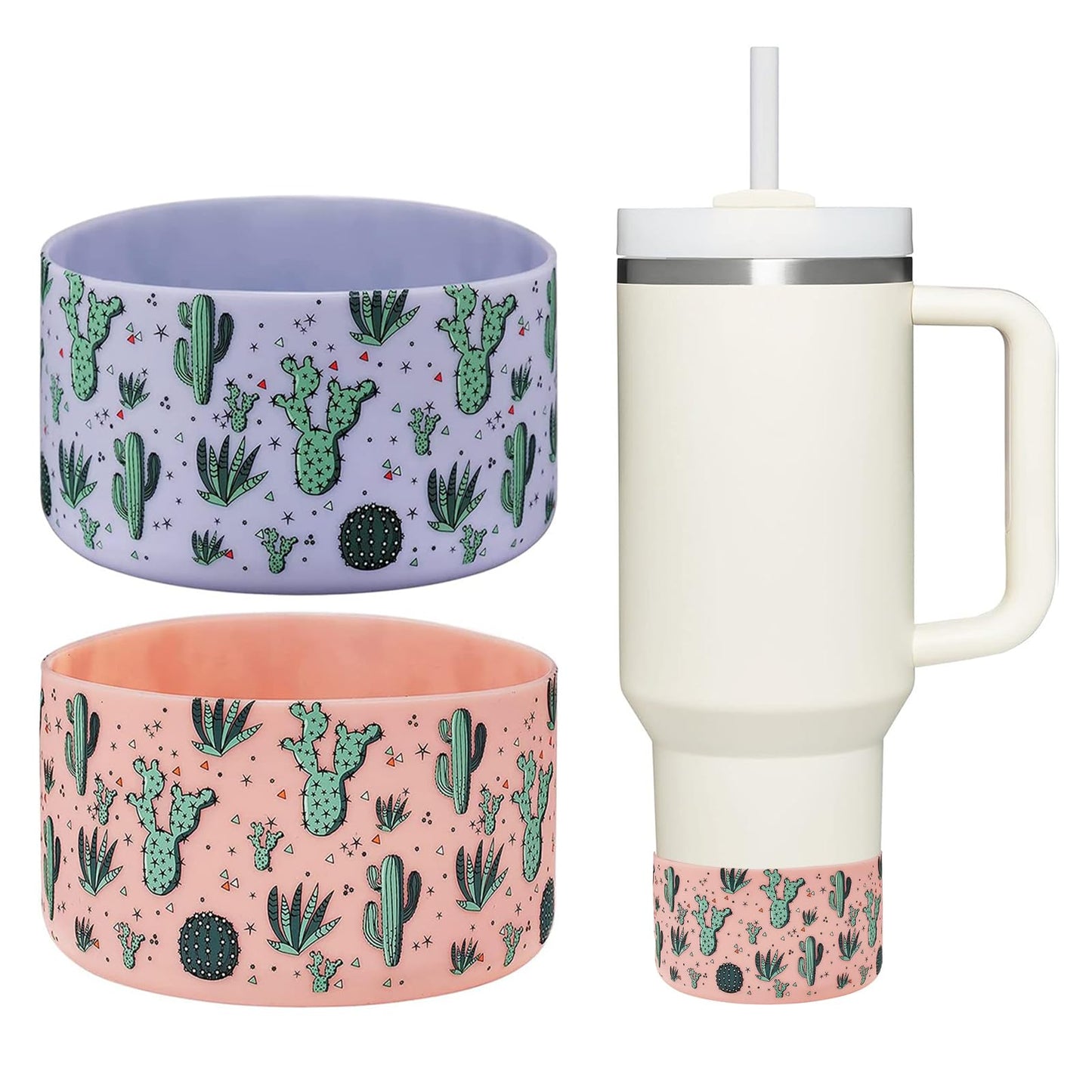 2 Pcs Tumbler Bottom Protector Boot for Stanley Quencher Adventure 40oz & Stanley IceFlow 20oz 30oz and Compatible with Hydro Flask Water Bottle 12oz 21oz 24oz Stealth Landing