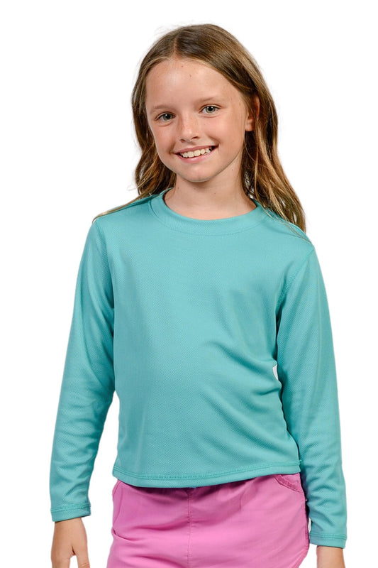 INGEAR Girls Long Sleeve Rash Guard Swim Shirt Outdoor Sports Shirt Lightweight Athletic Tee Protective Quick Dry (Seafoam, X-Small)